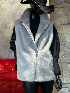 PERFECTO SANS MANCHES FAUX VISON