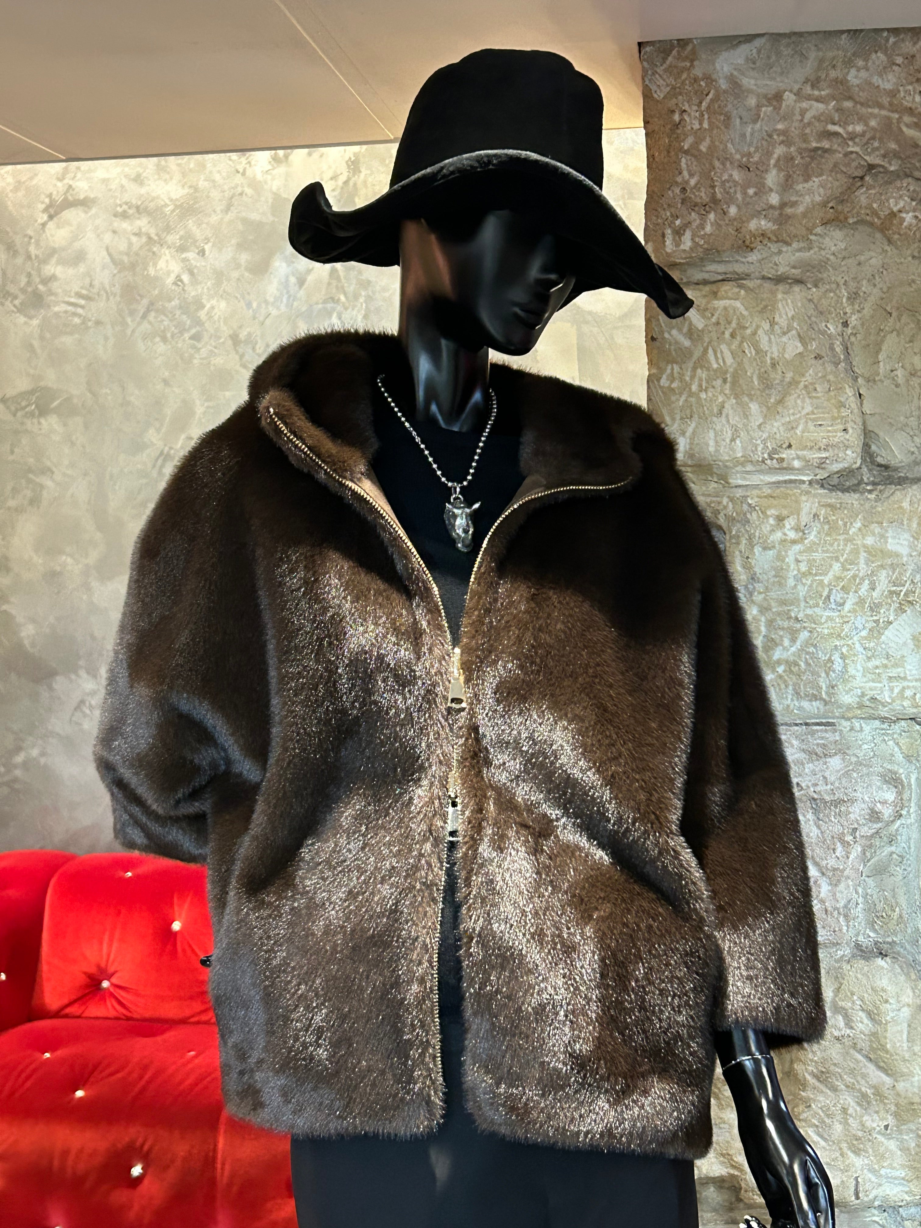 FAUSSE FOURRURE HOODY REVERSIBLE MANCHES 7/8