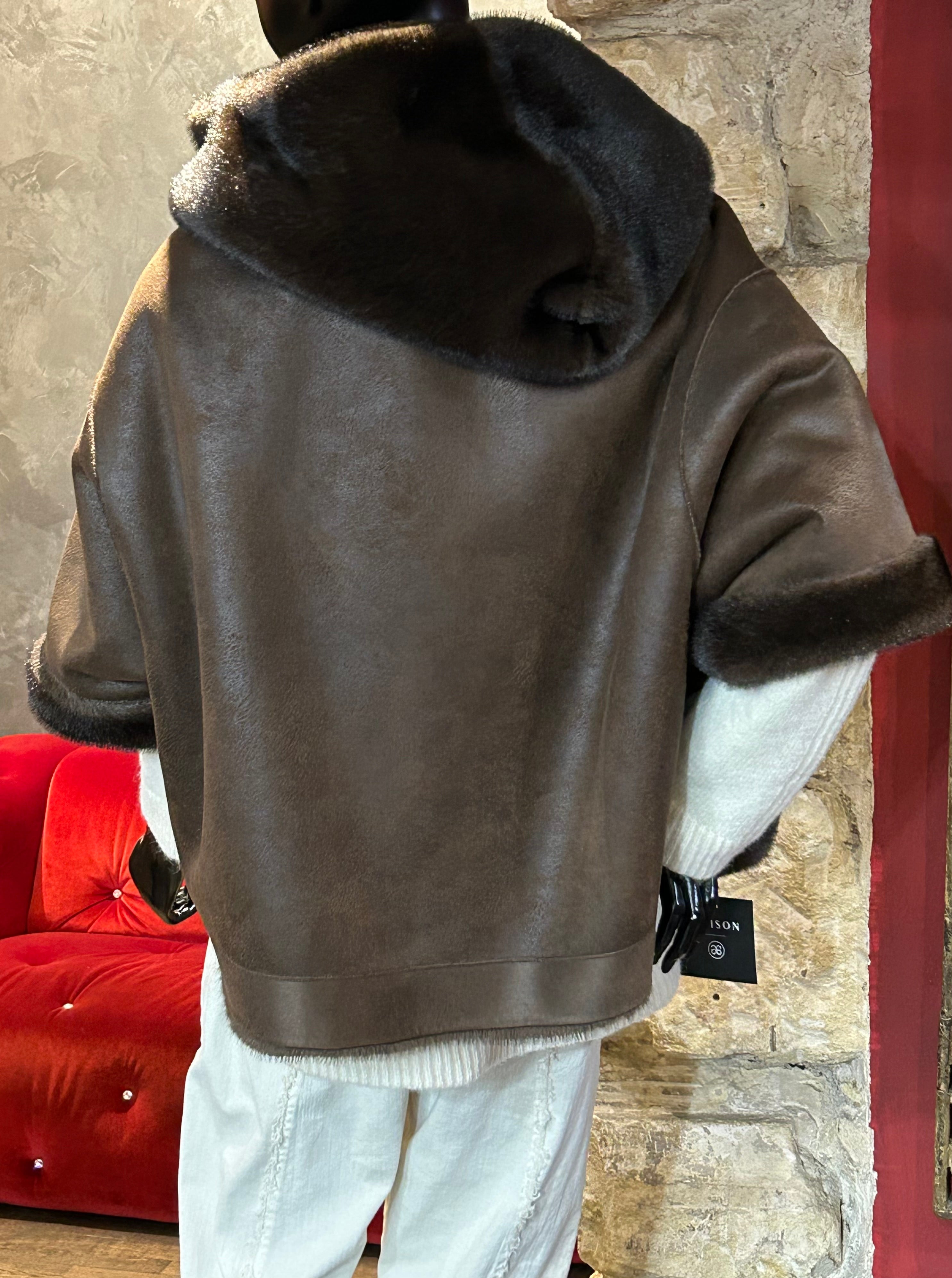 FAUX VISON CAPUCHE RÉVERSIBLE DARK/BROWN