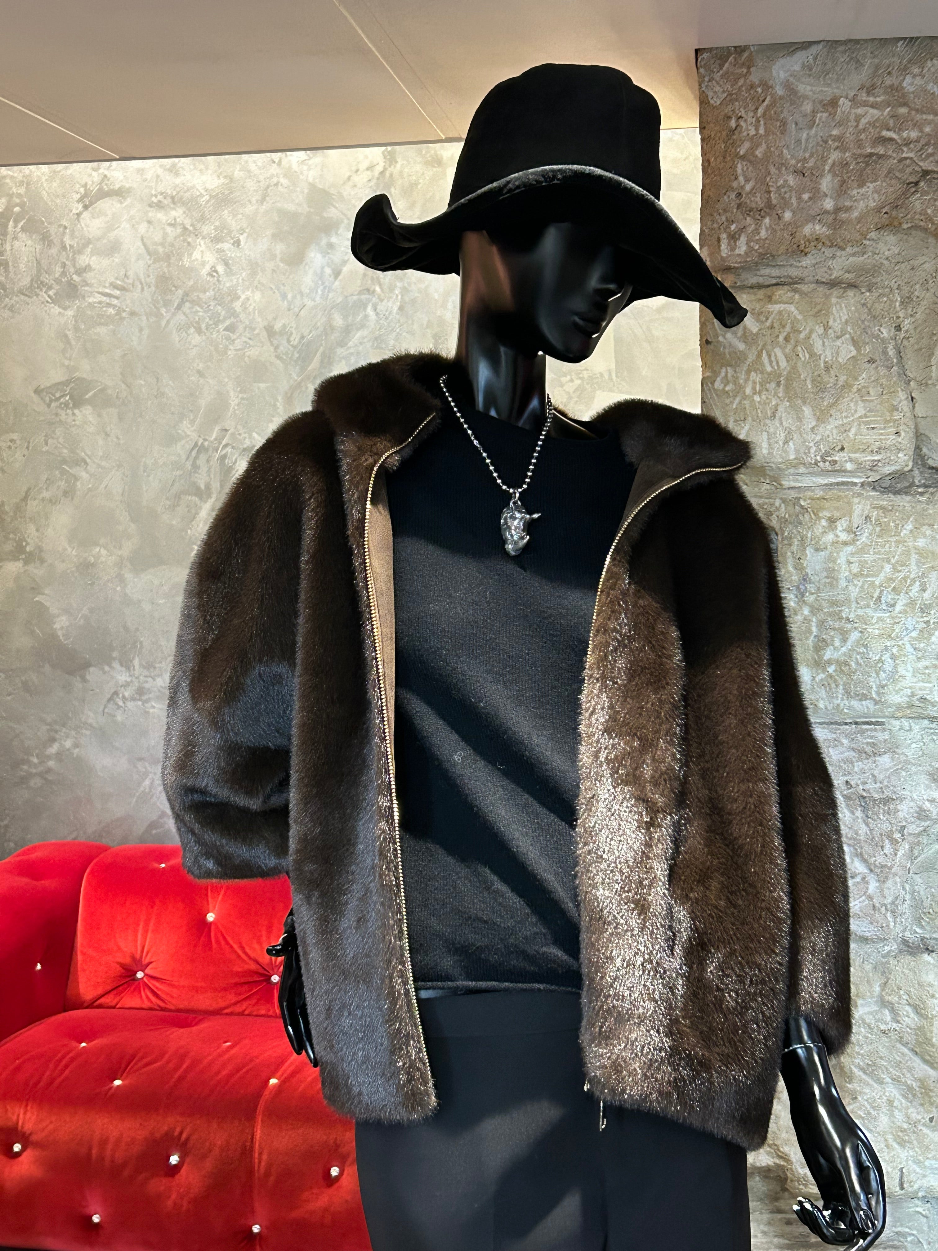 FAUSSE FOURRURE HOODY REVERSIBLE MANCHES 7/8