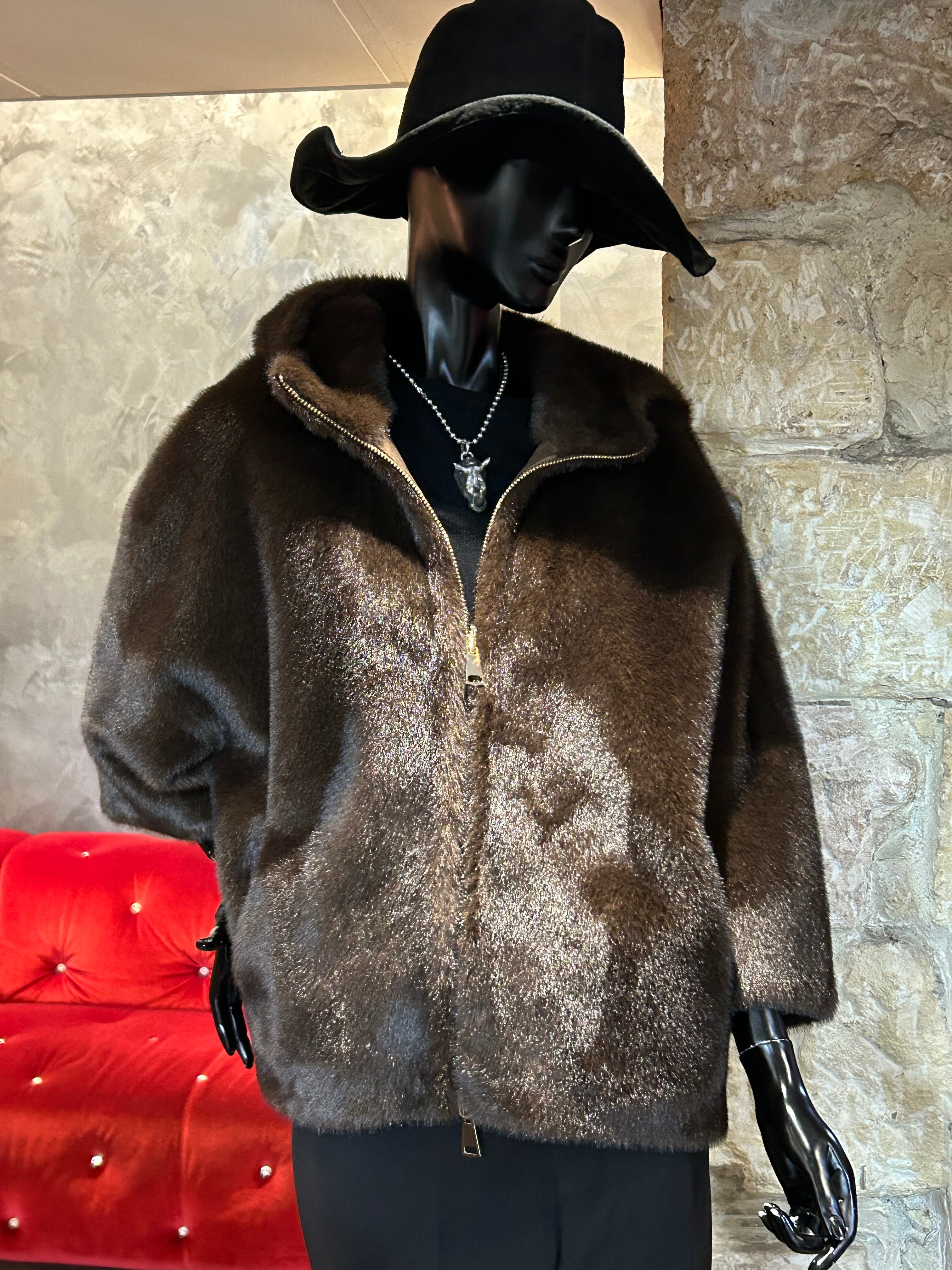 FAUSSE FOURRURE HOODY REVERSIBLE MANCHES 7/8