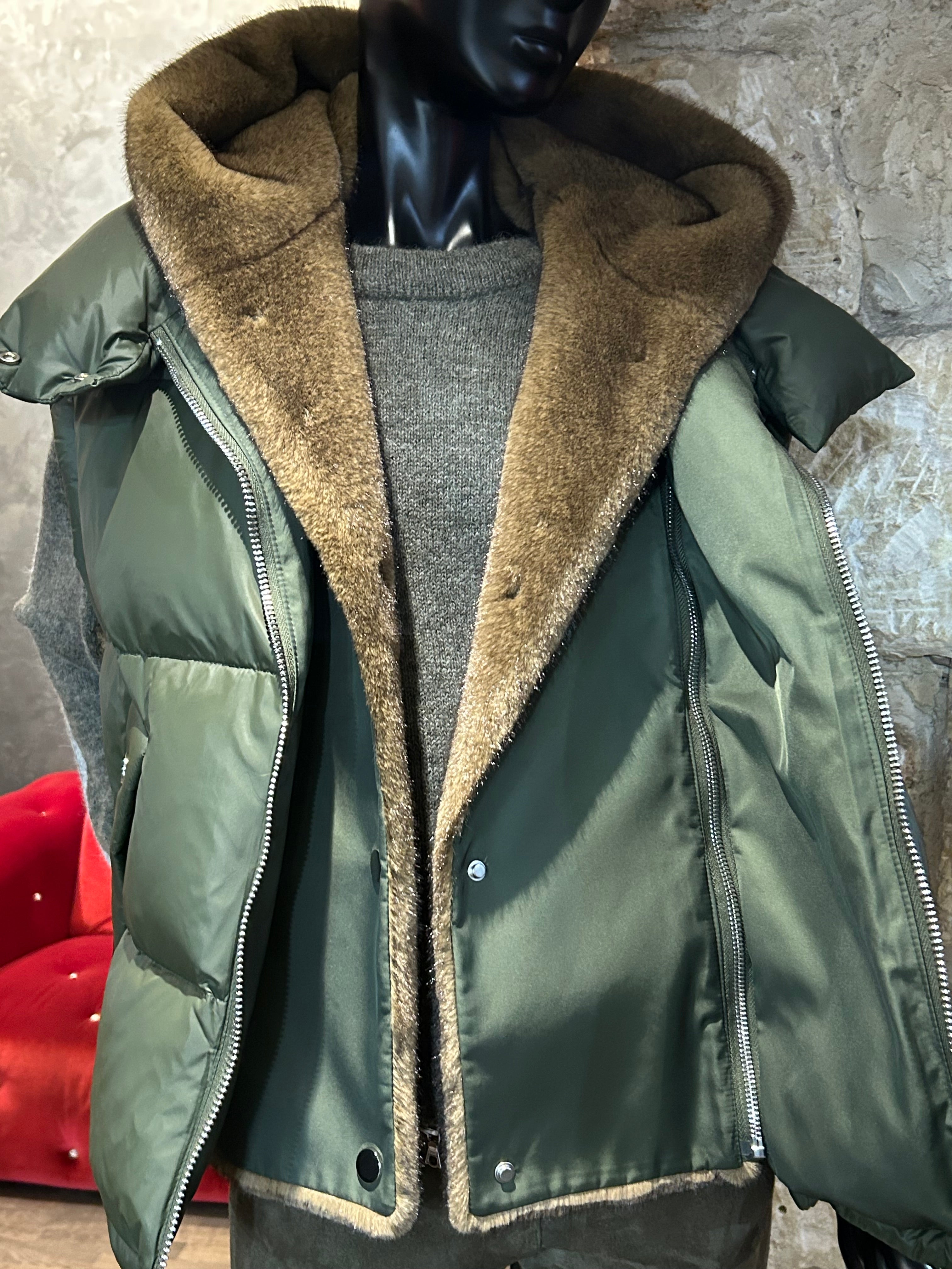 DOUDOUNE SANS MANCHES FAUSSE FOURRURE VISON