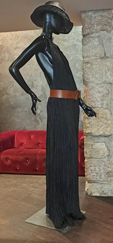 ROBE DOS NU PLISSÉE NOIRE