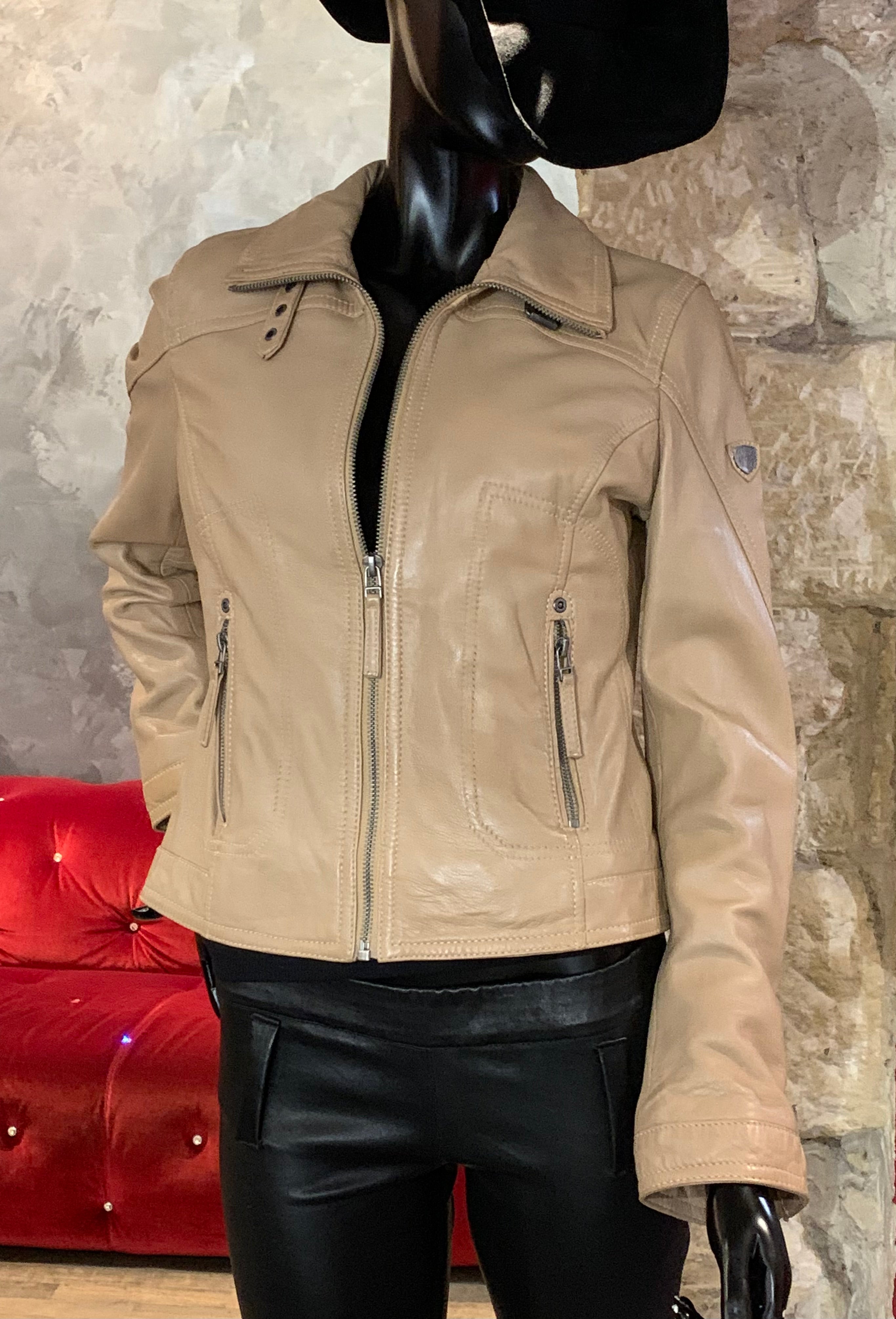 BLOUSON CUIR LIGHT BEIGE