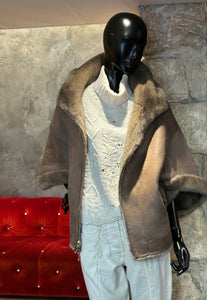 FAUX VISON CAPUCHE RÉVERSIBLE MANCHES 3/4
