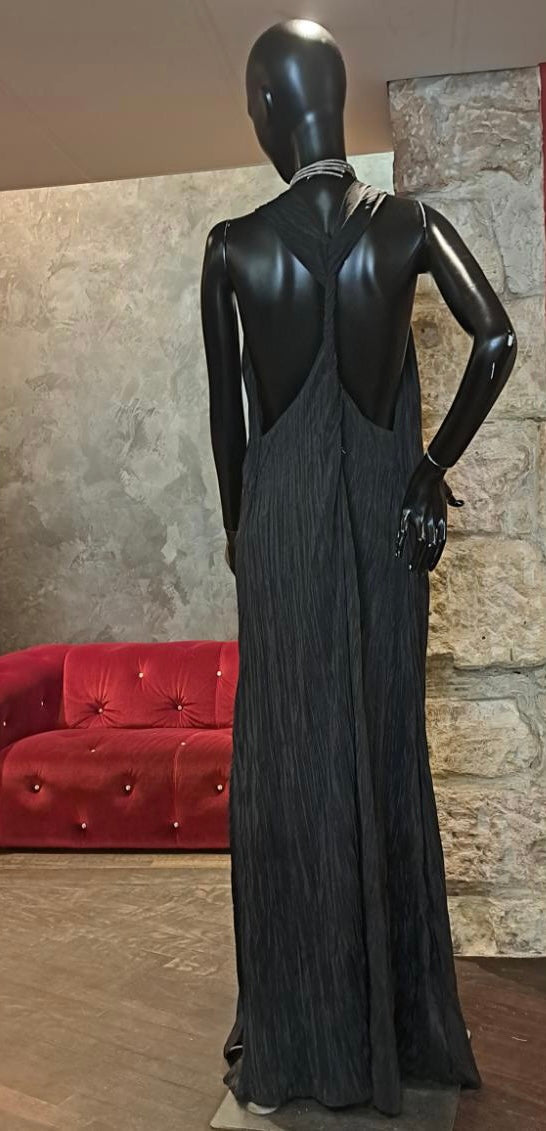 ROBE DOS NU PLISSÉE NOIRE