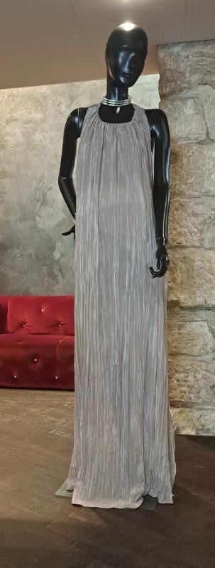 ROBE LONGUE PLISSÉE DOS NU SABLE