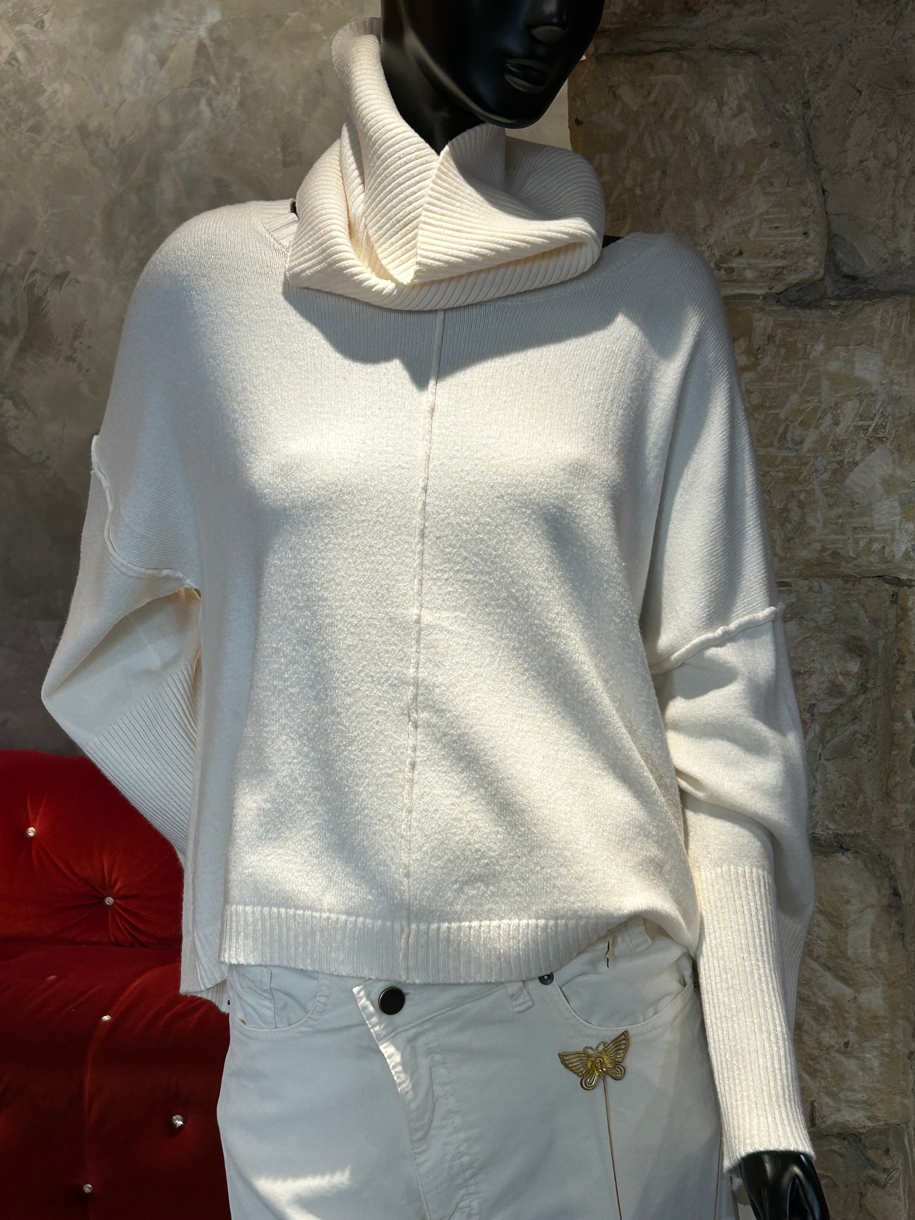 PULL COL AMOVIBLE BLANC CASSÉ