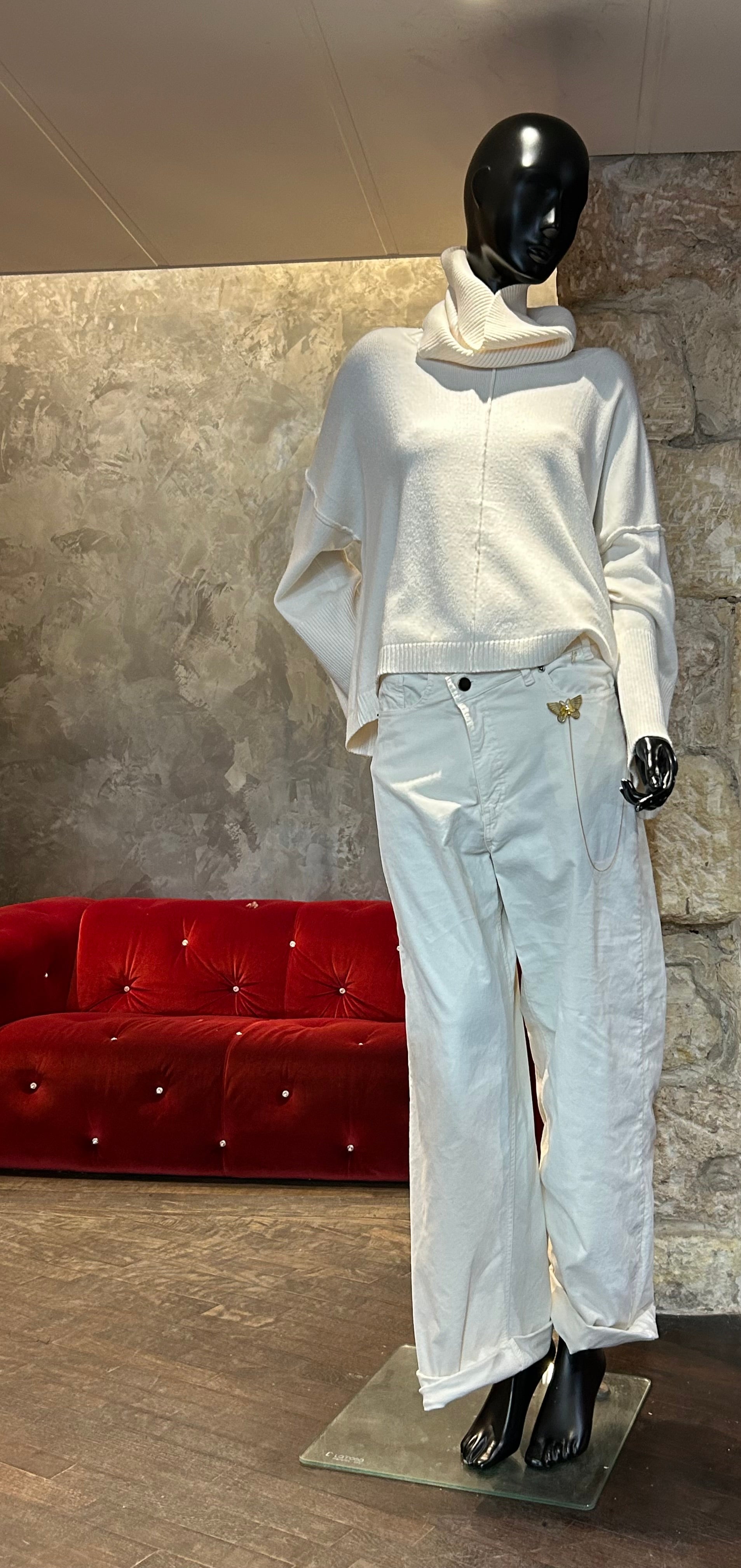 Pantalon velours zip biais
