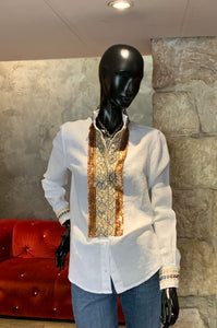 CHEMISE LIN ET PLASTRON BRODÉ