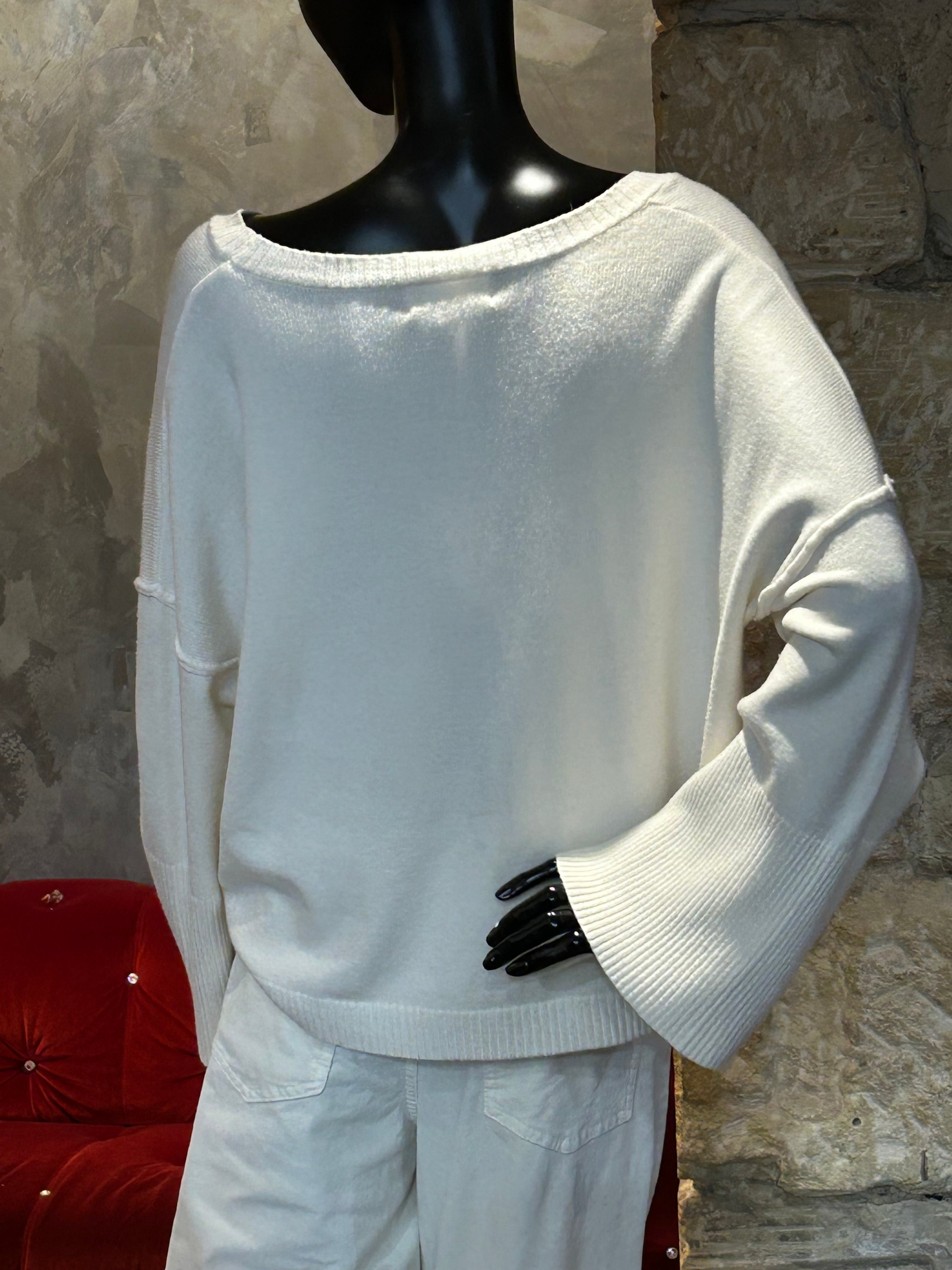 PULL COL AMOVIBLE BLANC CASSÉ