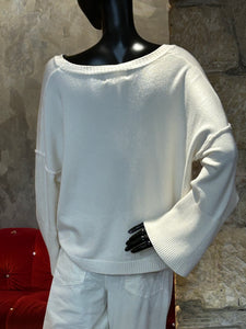 PULL COL AMOVIBLE BLANC CASSÉ