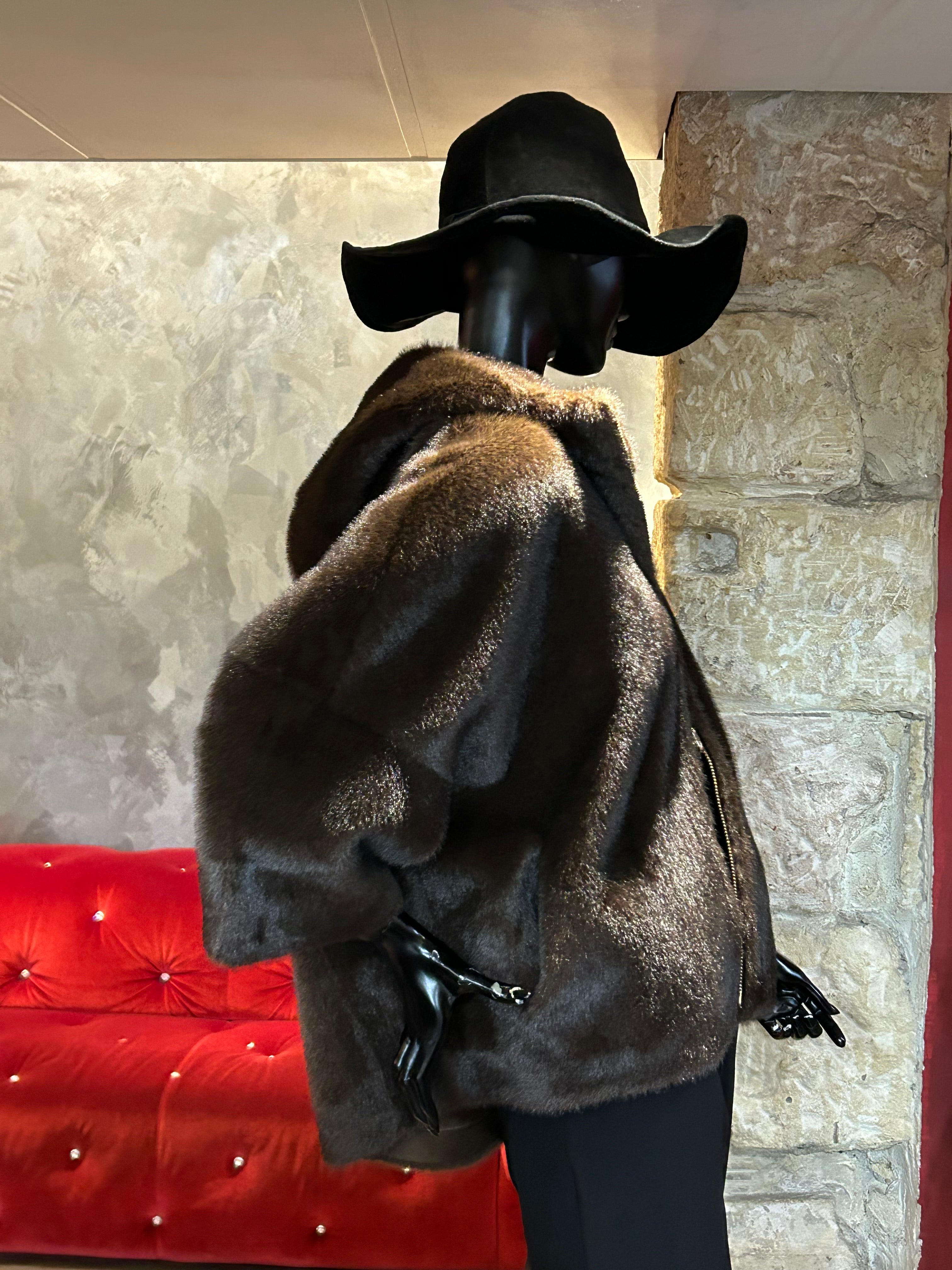 FAUSSE FOURRURE HOODY REVERSIBLE MANCHES 7/8