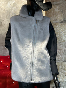 PERFECTO SANS MANCHES FAUX VISON