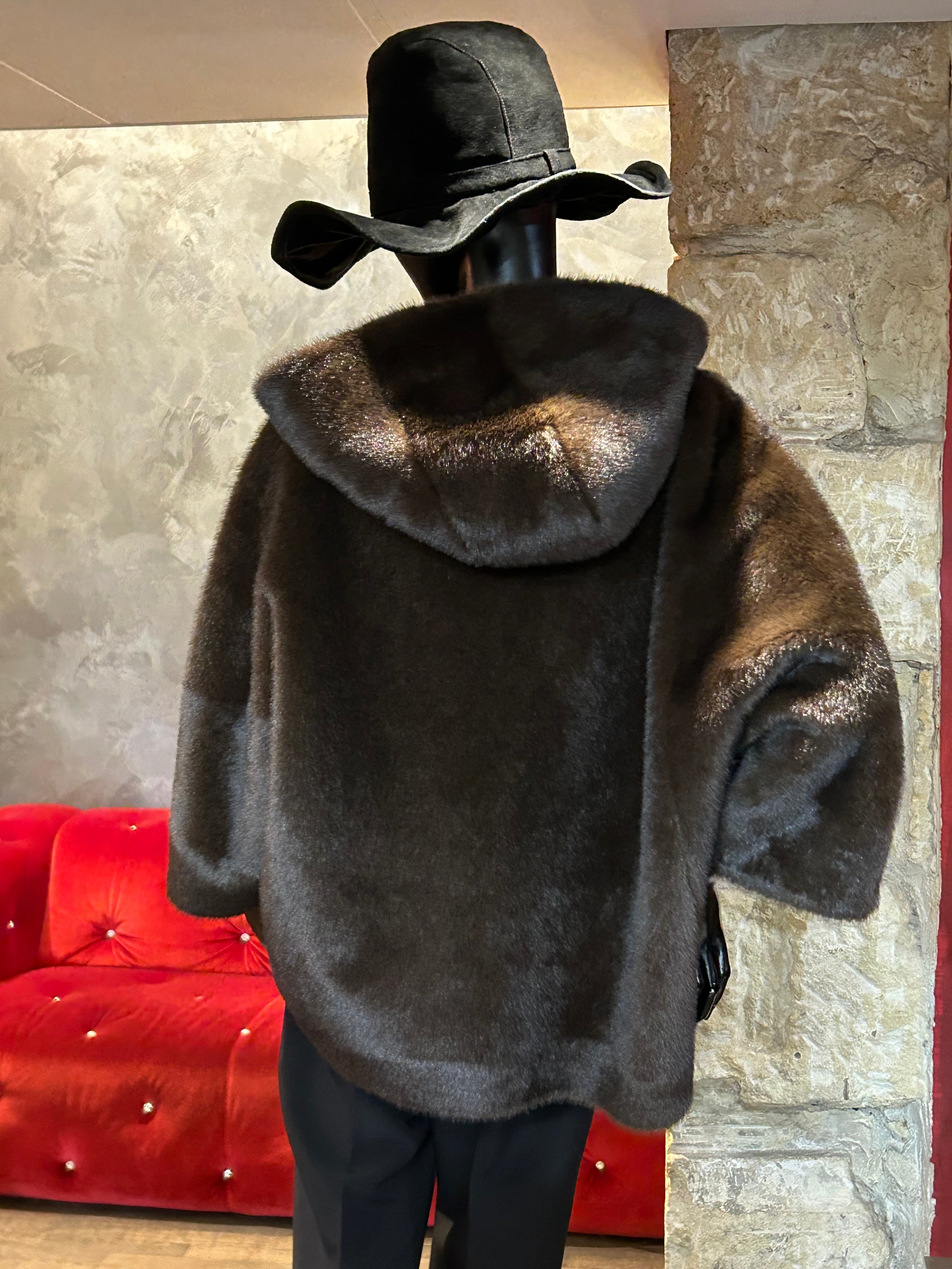 FAUSSE FOURRURE HOODY REVERSIBLE MANCHES 7/8