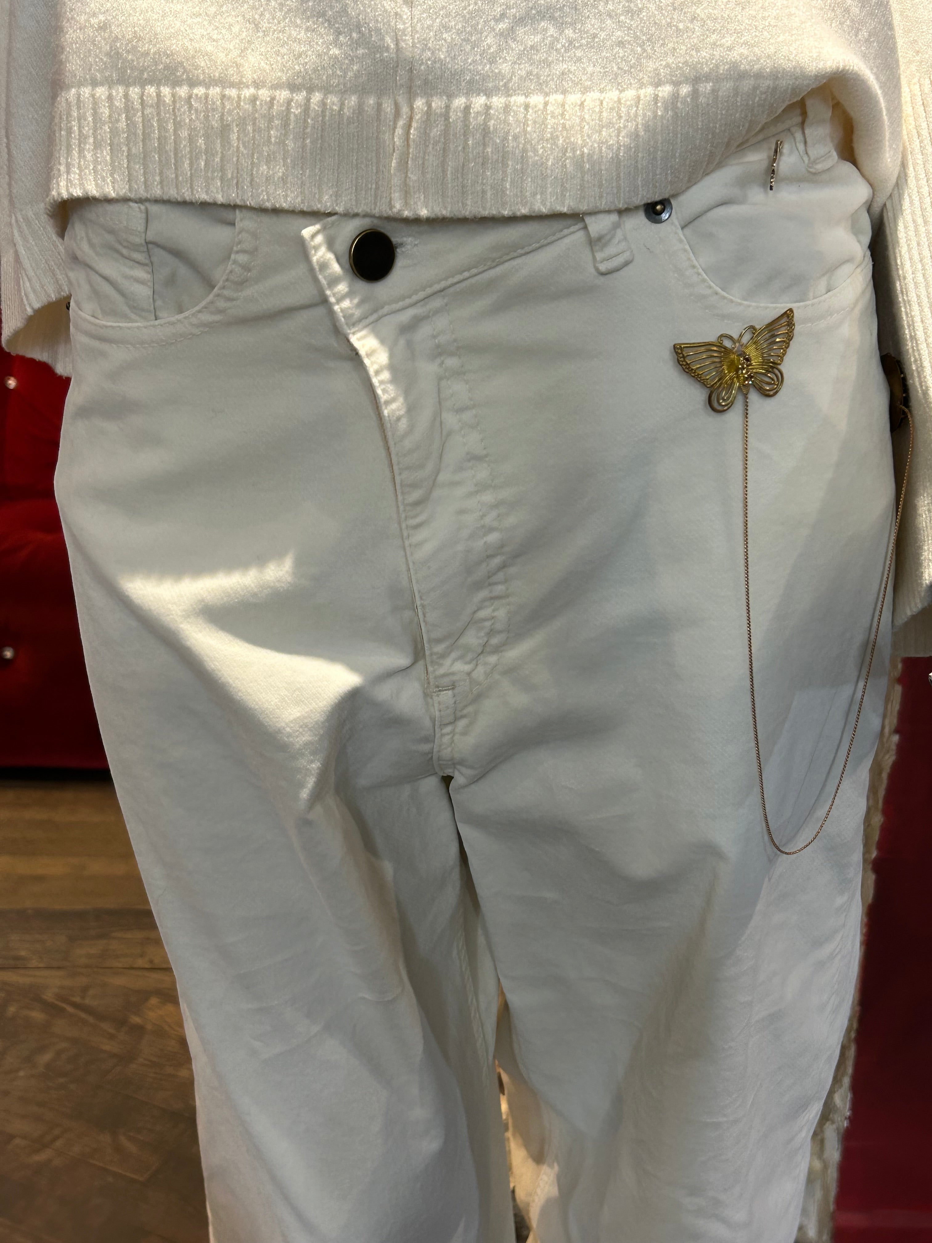 Pantalon velours zip biais