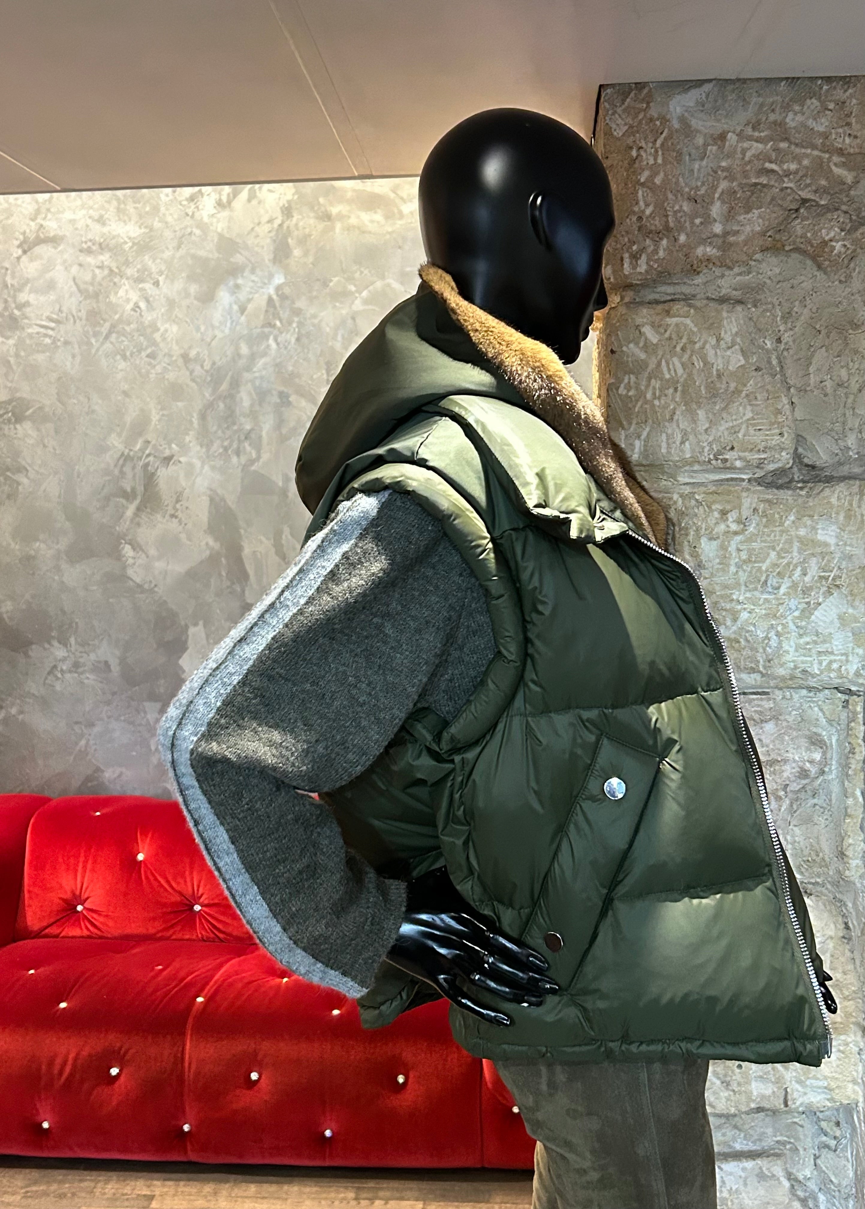 DOUDOUNE SANS MANCHES FAUSSE FOURRURE VISON