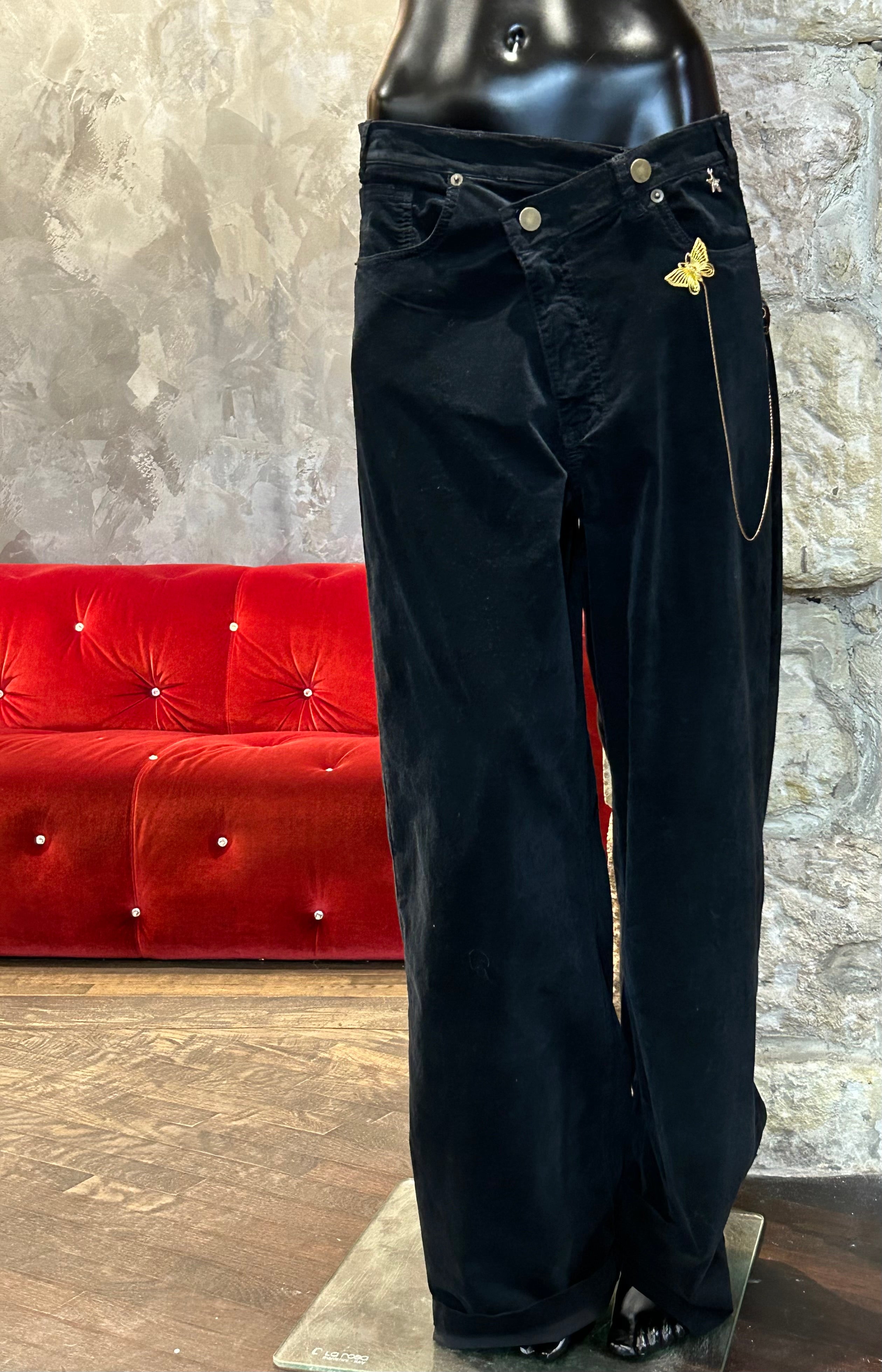 PANTALON VELOURS ZIP BIAIS
