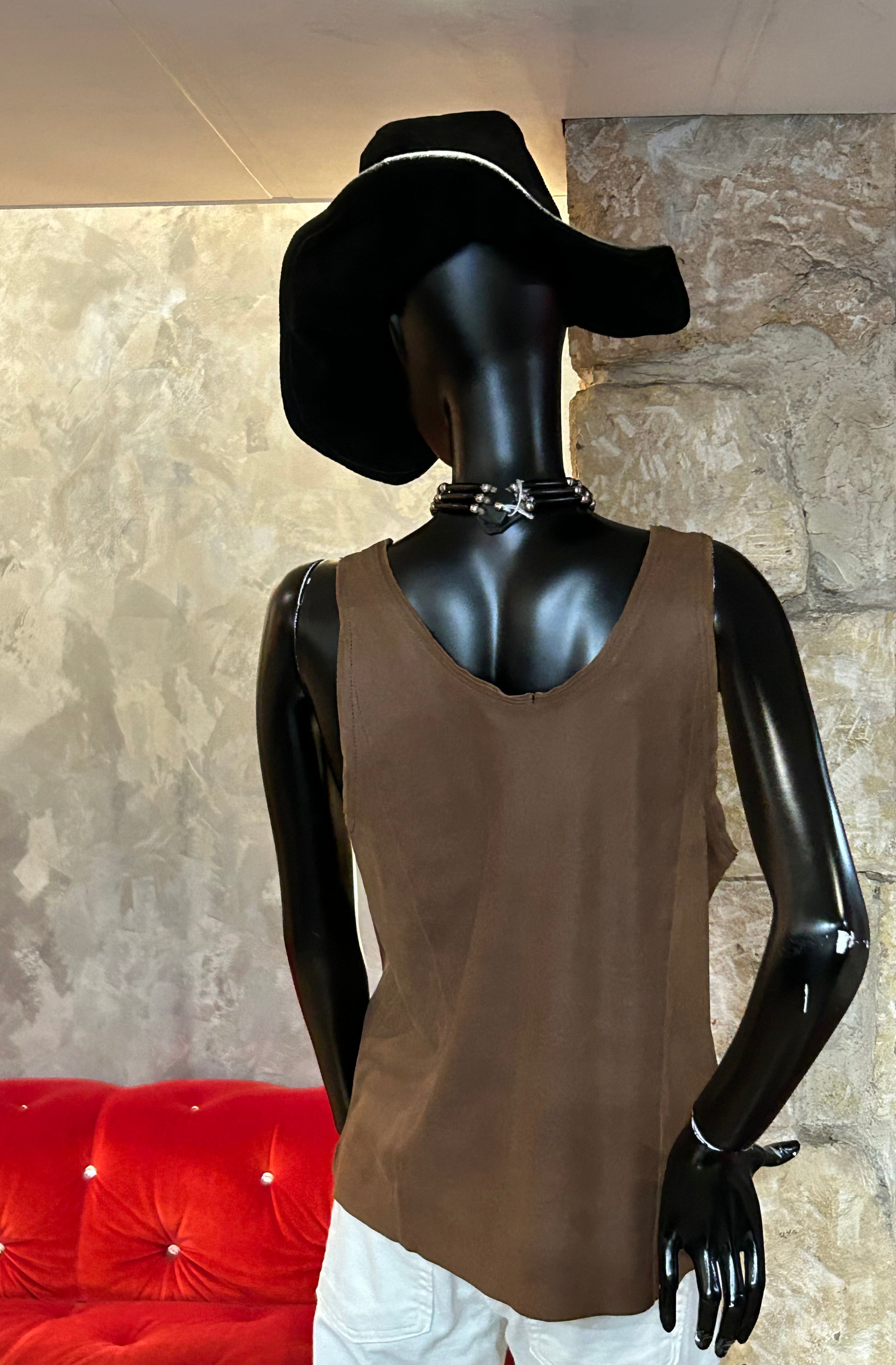 DÉBARDEUR CUIR WASHES TAN