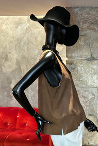 DÉBARDEUR CUIR WASHES TAN