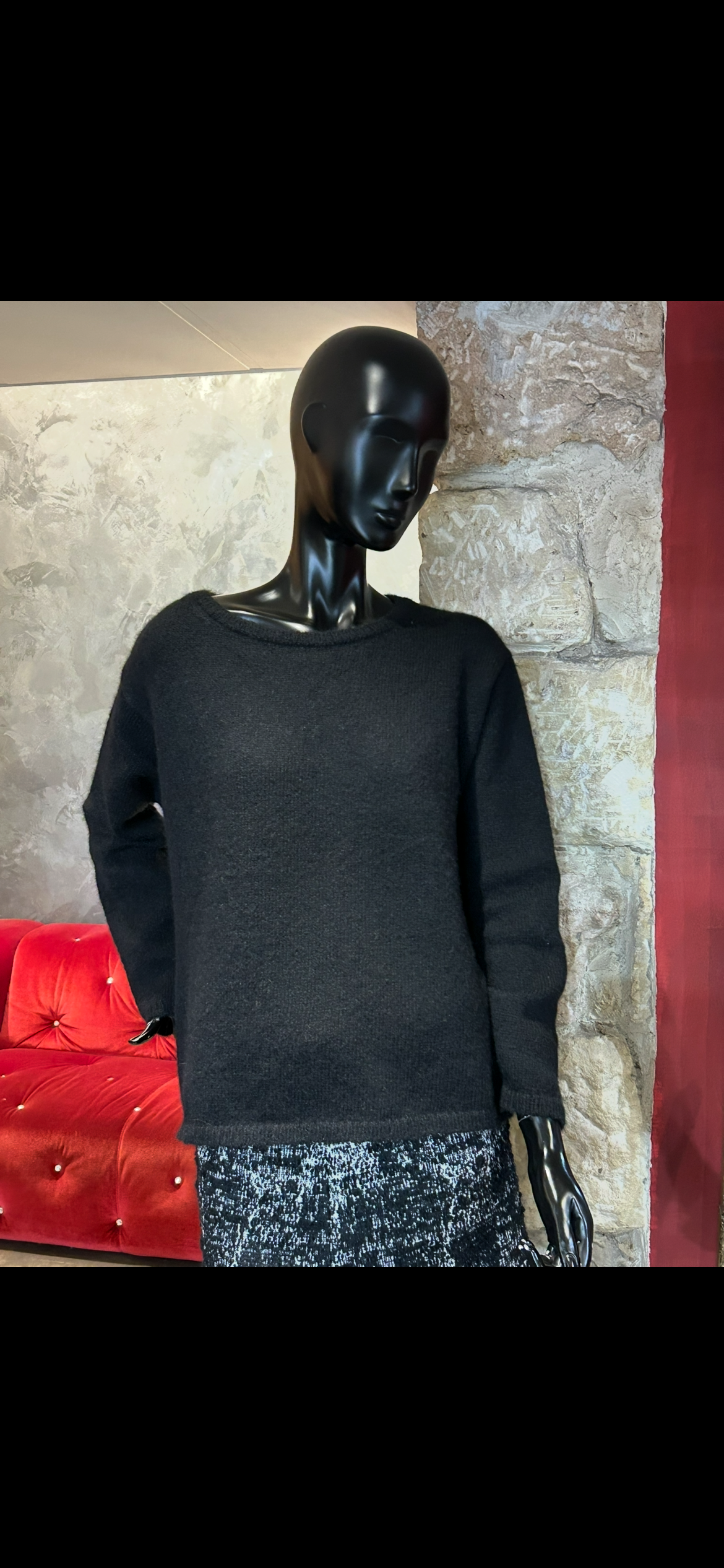 PULL COL ROND NOIR BABY ALPAGA