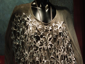 Leather embroanese tunic