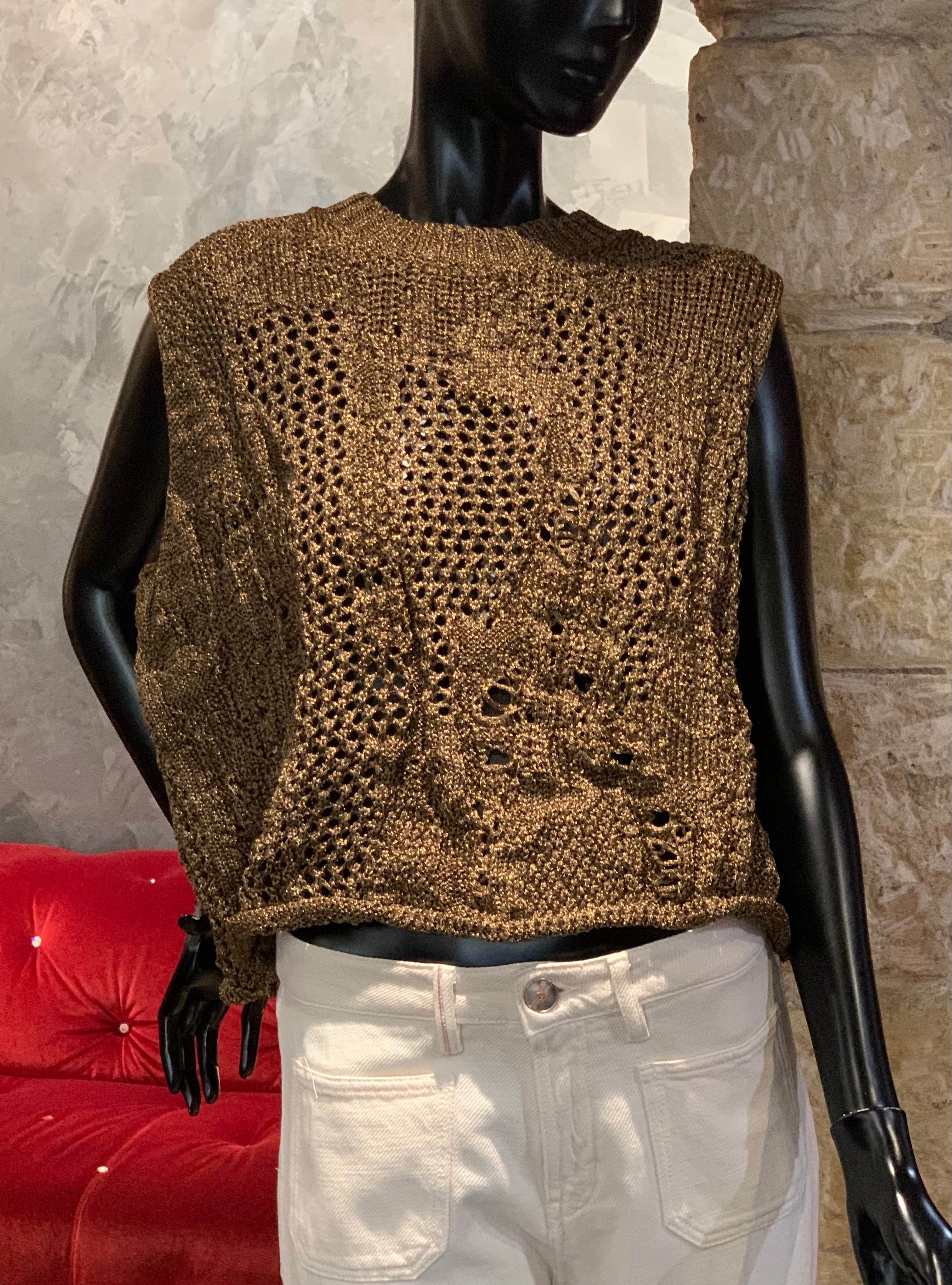 MAILLE SANS MANCHES MÉTAL BRONZE