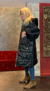 LONG SLEEVELESS LEATHER DOWN JACKET