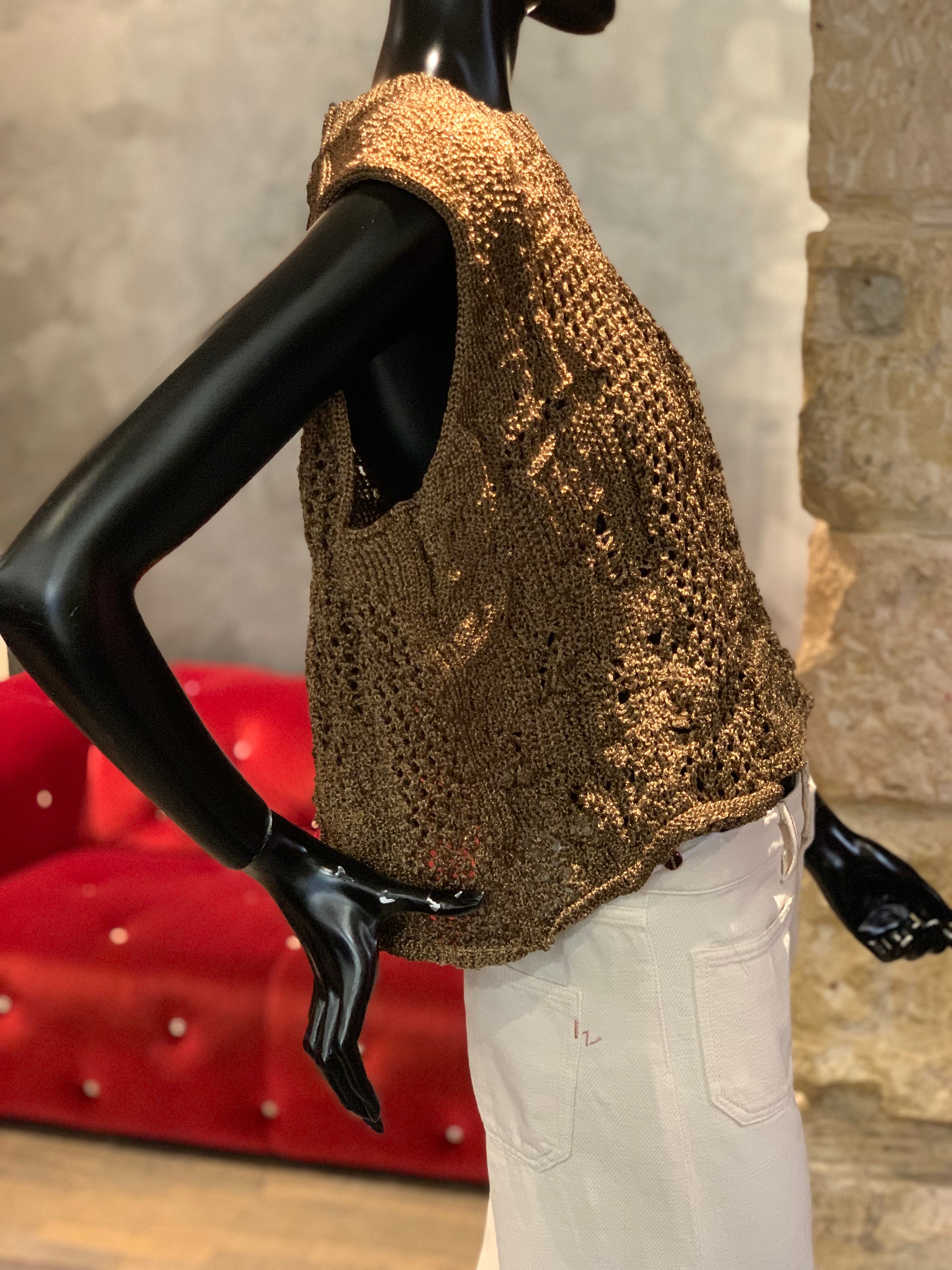 MAILLE SANS MANCHES MÉTAL BRONZE