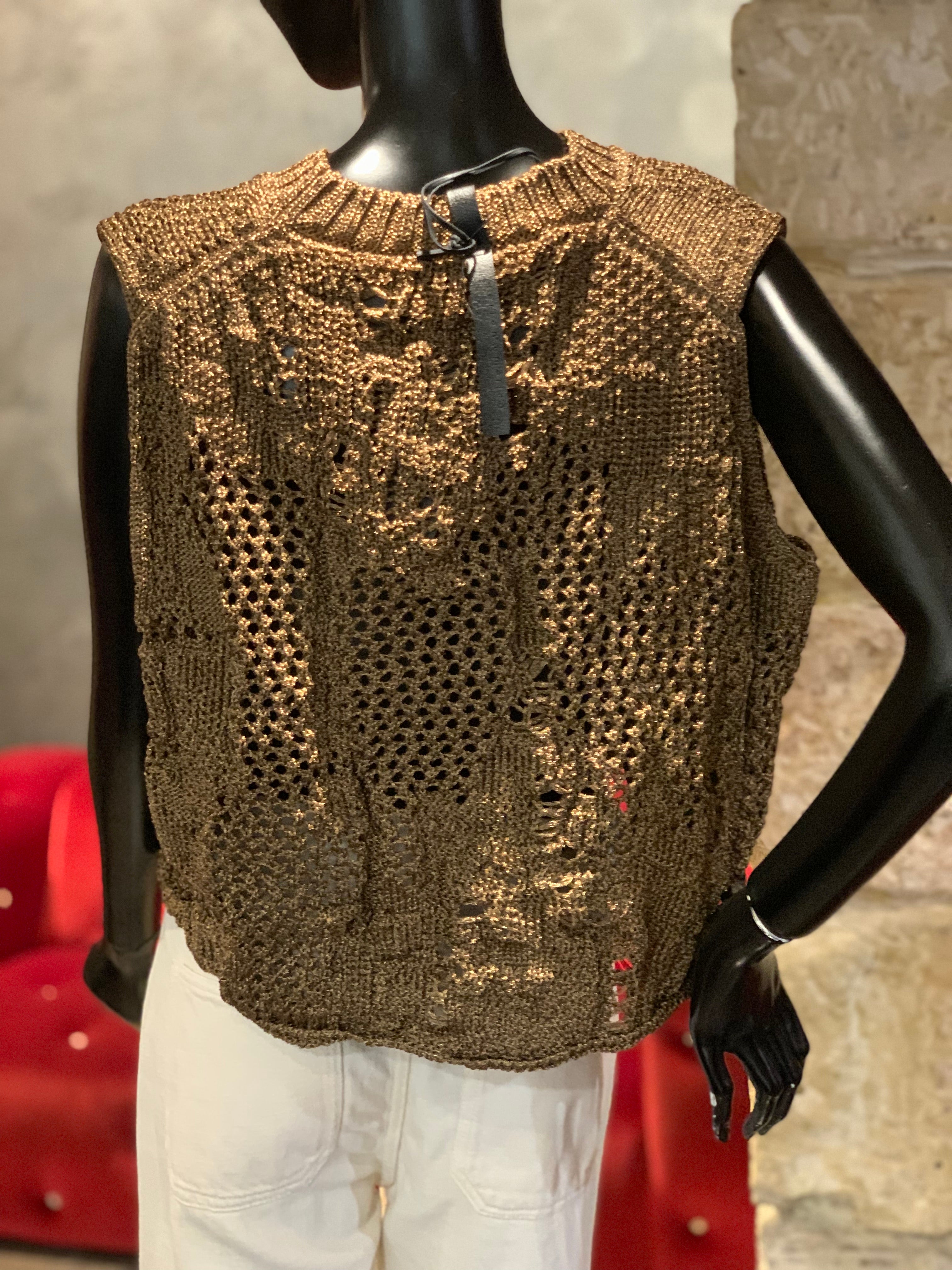 MAILLE SANS MANCHES MÉTAL BRONZE