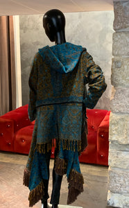 MANTEAU DASSIOS BLEU/MARRON