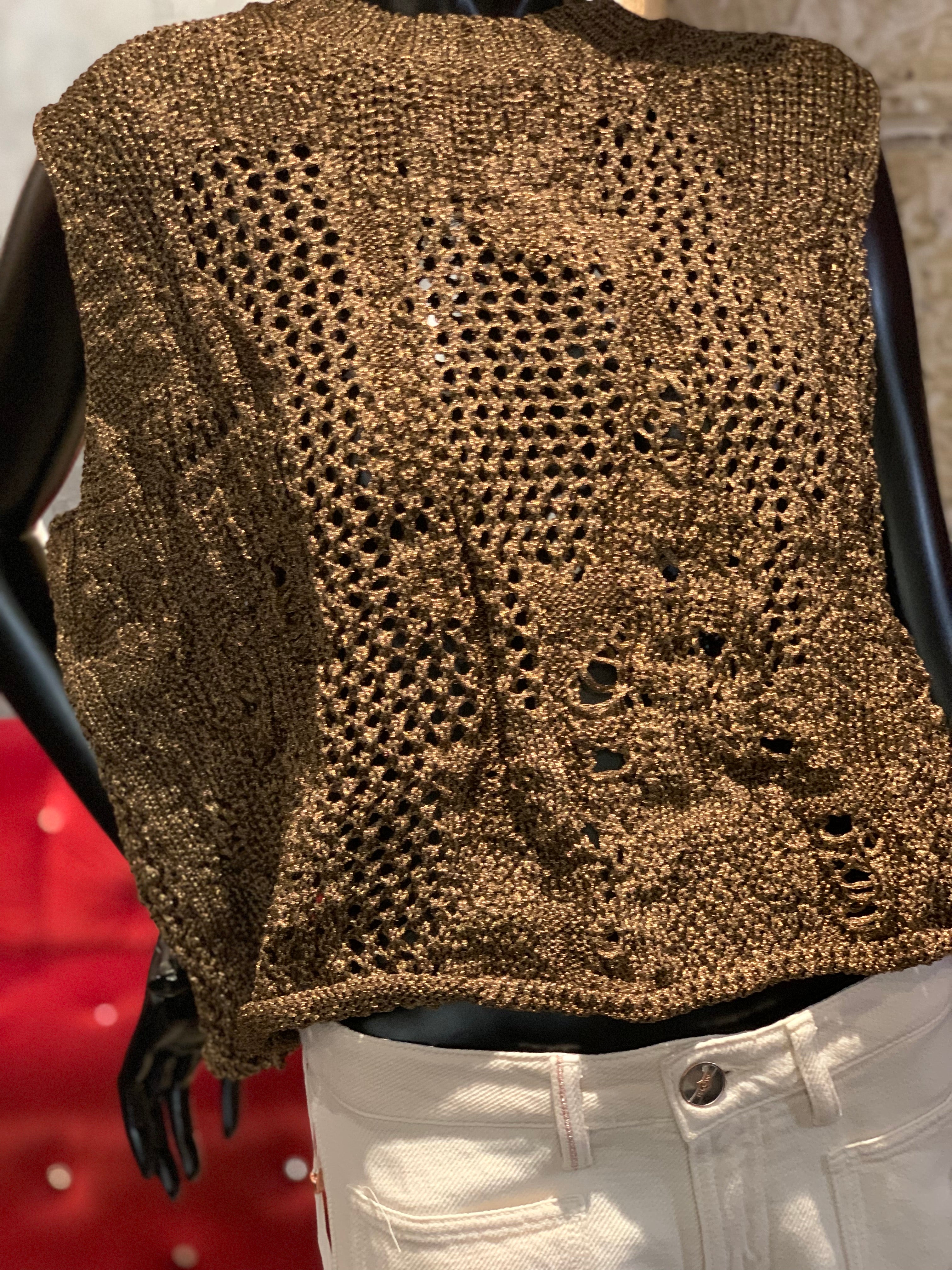 MAILLE SANS MANCHES MÉTAL BRONZE