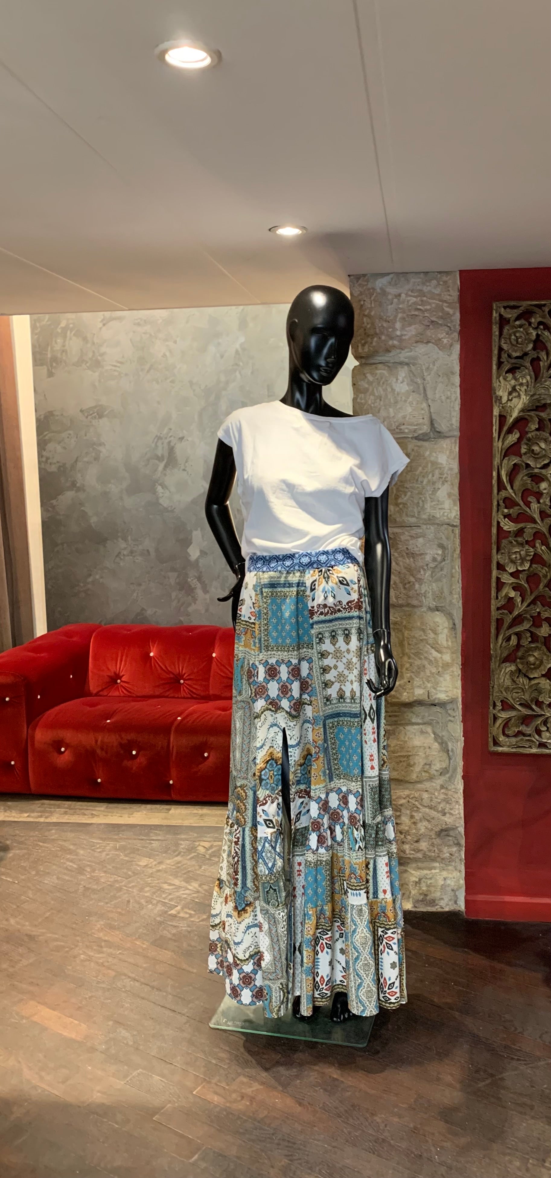 LONG BANDANA BLU SKIRT
