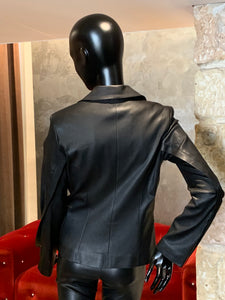 VENT COVERED STRETCH LEATHER BLAZER