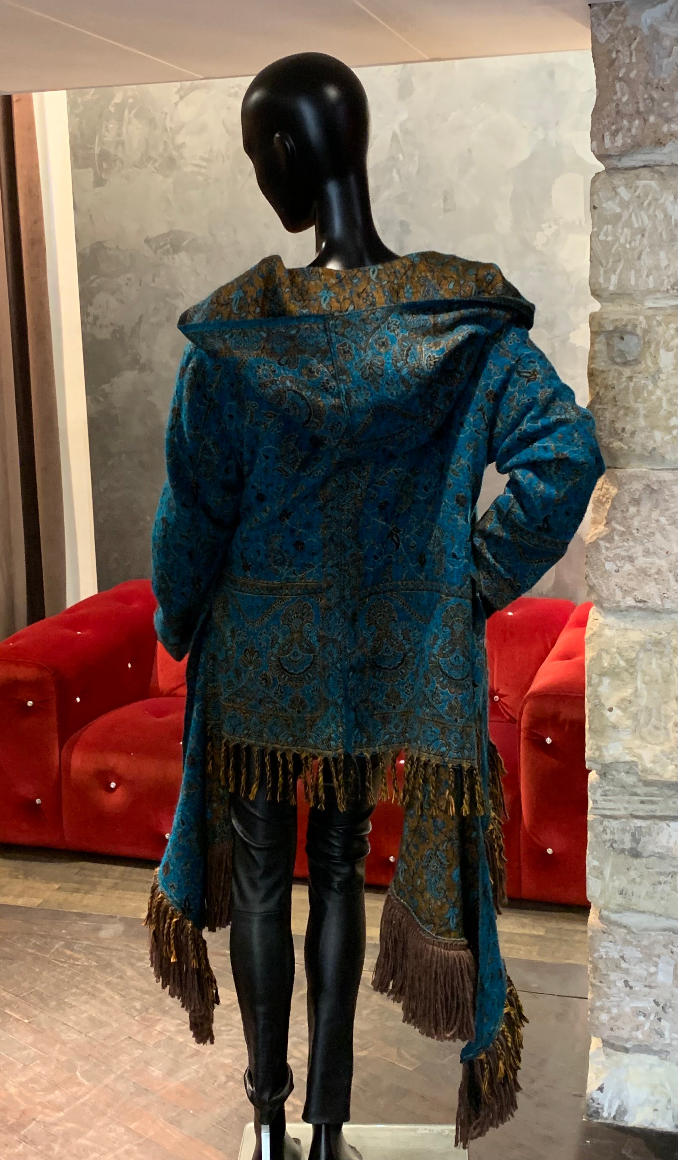 MANTEAU DASSIOS BLEU/MARRON